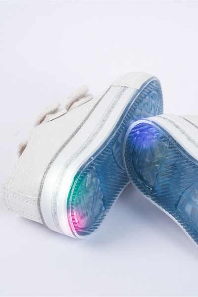 Pabrik New Season Girls' Shoes - Orthopedic Daily, White Glitter and 21-30 Lights