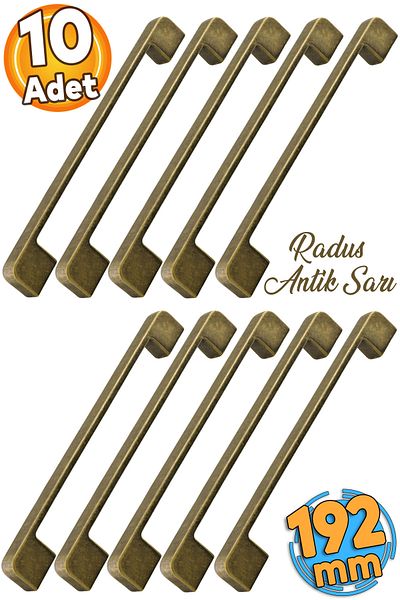Badem10 Radus Antique Antique Galben 192 Mm Mobilier Metal Sertar Bucătărie Mâner Dulap Mâner Mânere 10 Bucăți