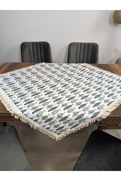 TUNCAY TEKSTİL Green Fish Tablecloth - Fish Carefree Wipeable