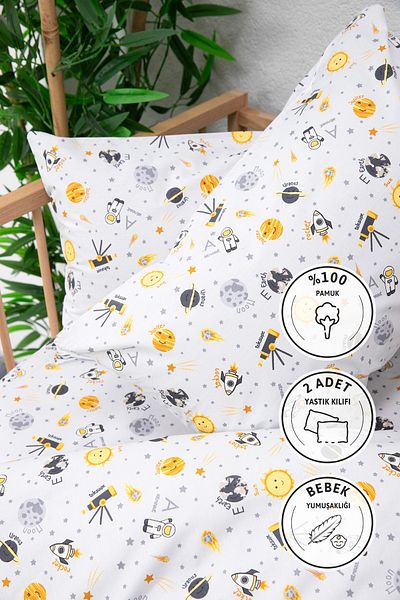 FAVORA Baby 100% Cotton Astronaut Baby Bedding Set - Gray