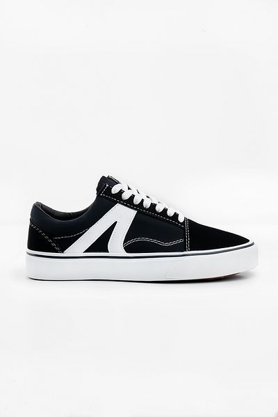 Shupe Pantofi sport confortabili de zi cu zi pentru femei, negru, alb, cu logo-ul V, din piele intoarsa