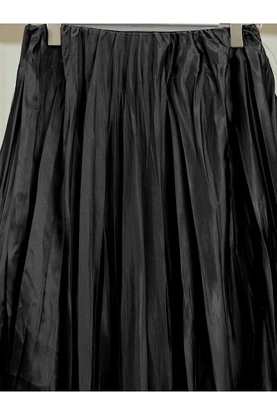 Modamorfo Satin Satin Skirt with Elastic Waist - Black