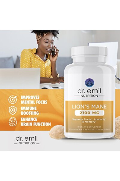 DR. EMIL NUTRITION 2100mg Organic Lions Mane Capsules - Focus & Mental Clarity - Nootropic Mushroom