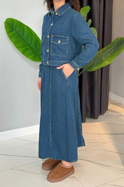 REMSA Albastru 33449 Fusta Jachetă Set de blugi