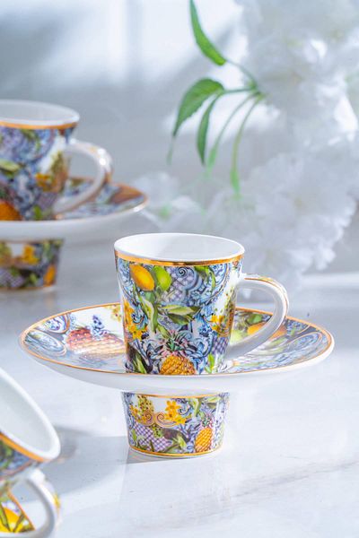 ACAR Capri Porcelain Coffee Cup Set for 6 People - 90 ml