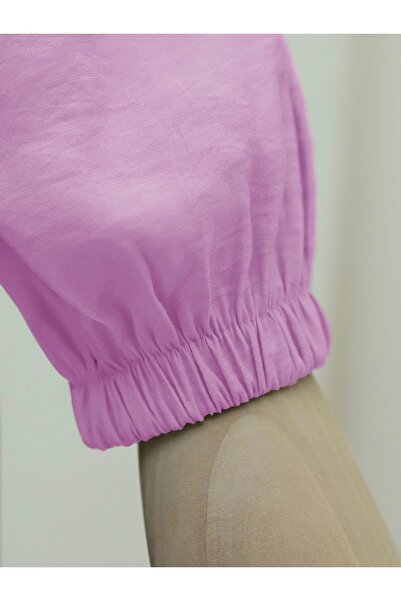 Modamorfo Pink Tunnel Lace up Buttoned Shirt Blouse