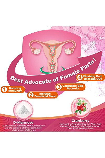 ZEBORA Probiotics for Women 100B CFUs, Prebiotics, D-Mannose, Cranberry, 45 Packets