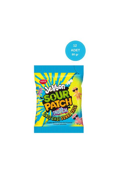 Jelibon Sour Patch Tropical Fruit Flavored Soft Confectionery 80 Gr - 12 Pieces