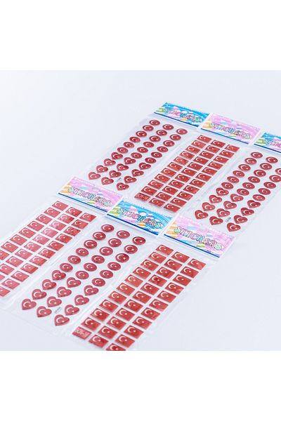 Bimotif 6Pcs Embossed Adhesive Stickers, Turkish Flag Set