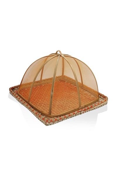 The Mia Transparent Bamboo Wicker Tray 38X38X24 cm