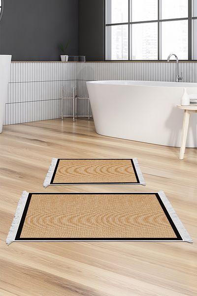 Alanur Home Αντιολισθητική βάση Djt Σετ Τουαλέτας Star Cotton Fringed Woven Pattern E5001