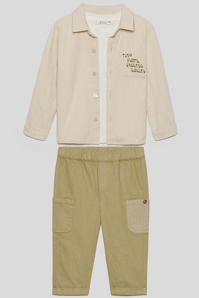 NK 01-04 Years Baby Boy Palm Triple Set - Mink-Green