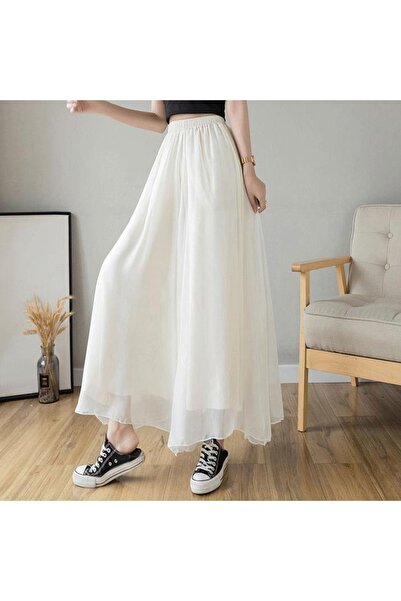 MERİT FASHION Kloş Şifon Etek Maxi Boy