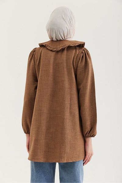 CALİENTE Baby Collar Shirt Tunic Brown