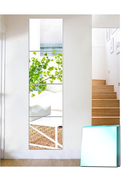 CG HOME 25X25 Kare 4'LÜ RODAJLI 4MM GERÇEK AYNA YAPIŞKANLI