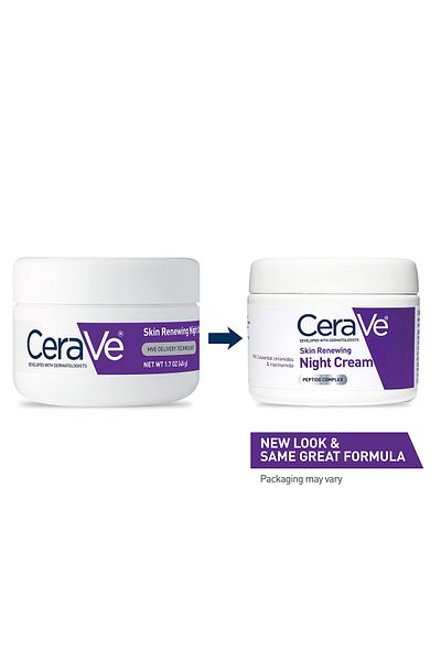 CeraVe Skin Renewing Night Cream with Niacinamide, Peptides & Hyaluronic Acid, 1.7 oz