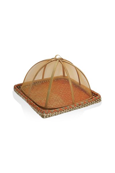 The Mia Transparent Bamboo Wicker Tray 32X32X18 cm