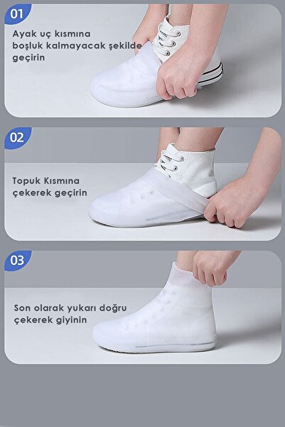 TechnoSmart Gri - Ultra Esnek Silikon Yağmur Koruyucu Ayakkabı Kılıfı Taban Takviye Su Geçirmez Xl 43-46