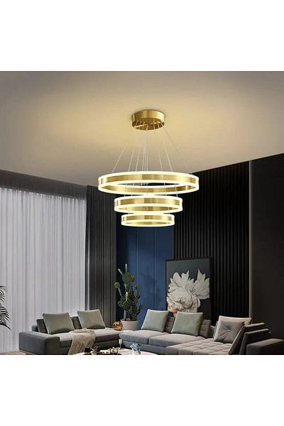 A F N LIGHTING A F N LIGHTINGS AFN Multiple Light Gold Metal Tiered Modern Pendant LED Circle Combination Light