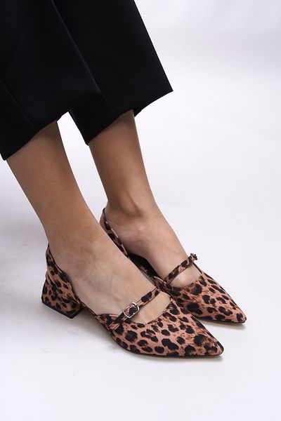 Riccon Esasyra Γυναικεία παπούτσια με τακούνι Tan Leopard Model 0012110