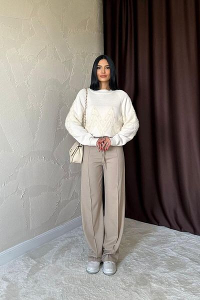 modaserdem Stone Zigzag Beaded Knitwear Sweater