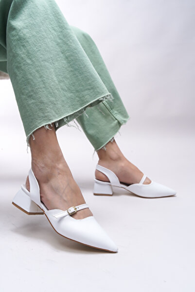 Riccon Pantofi cu toc pentru femei Esasyra 0012110   Piele albă