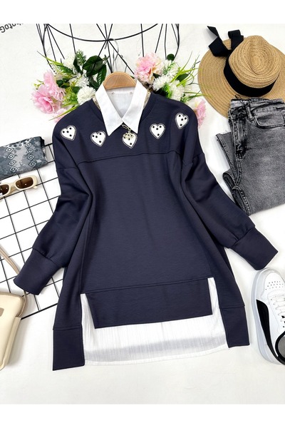 YEDİLALE Pearled Heart Turquoise Tunic