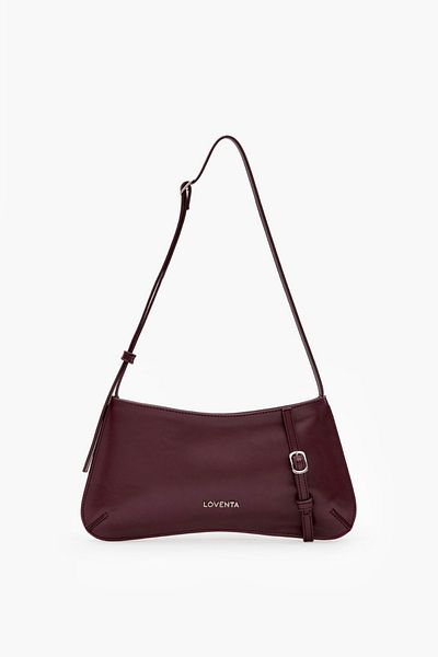 LOVENTA Geantă de umăr Eleanor Dark Claret Red - Detaliată curea