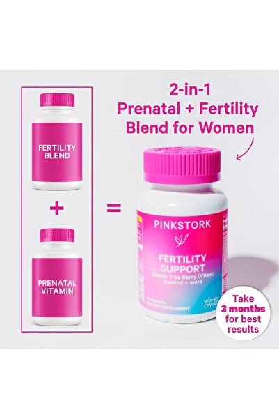 Pink Stork Fertility Bundle: Conception Tea & Prenatal Vitamins with Ashwagandha, Inositol, Vitex, Folate