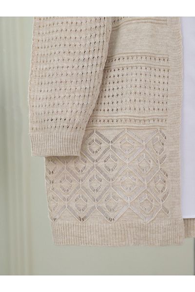 Modamorfo Openwork Knitwear Cardigan - Stone Seasonal