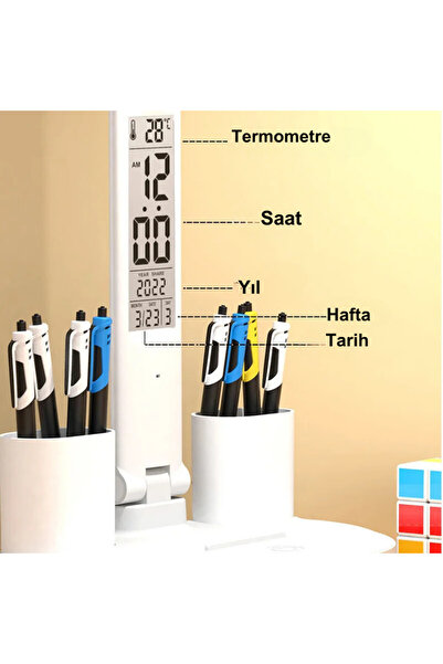 ALFAGİFT Led Masa Üstü Lambası 7w Dokunmatik Standlı Çocuk Ders Kitap Çalışma Kalemlik Masa Lambası