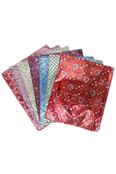 reprodesign 30 X 35 Cm Patterned 50 Pieces Adhesive Metalized Gift Bag Metallic Patterned Gift Packaging Package