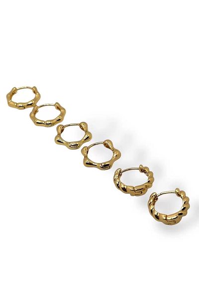 Vitastyle Set of 6 Steel Drop, Curb and Twist Earrings
