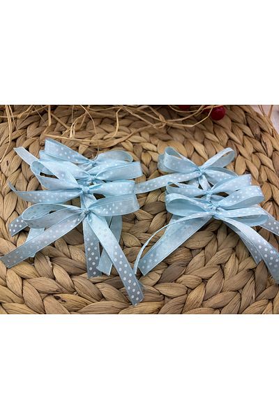 Deniz Party Store 1 CM ΜΠΛΕ ΠΟΥΝΤΕΣ ΣΑΤΕΝ ΣΤΟΜΑΤΙΚΗ ΚΟΡΔΕΛΑ ΦΙΟΥΝΤΟΥ 10 ΤΕΜΑΧΙΑ Κορδέλα για τούρτα με μπαλόνι