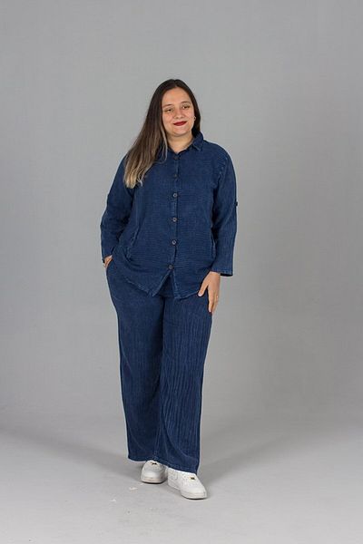 Truva XXL قميص وبنطلون مقاس كبير، طقم قطن (كحلي)