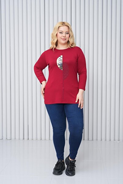 Siyezen Plus Size Leopard Print Capri Sleeve Blouse