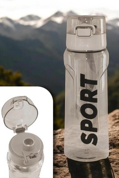 GÜZELYÜZ AVM Polo Sport Şeffaf Matara 700ml | Gri Renk Suluk Kapaklı Su Şişesi Öğrenci Okul Su Matarası