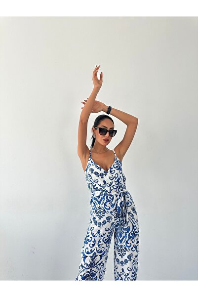 FioriModa Комбінезон на бретелях з візерунком і V-подібним вирізом