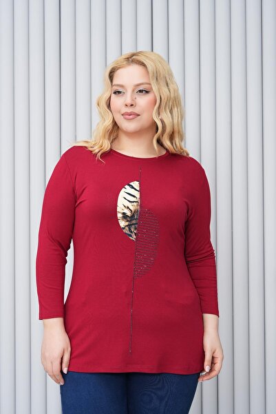 Siyezen Plus Size Leopard Print Capri Sleeve Blouse