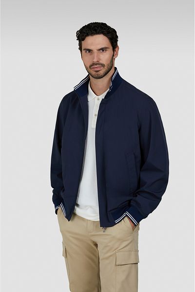 PAUL&SHARK Men's Regular Fit Stripe Striped Stand Collar Long Sleeve Navy Blue Jacket 25412050 -013