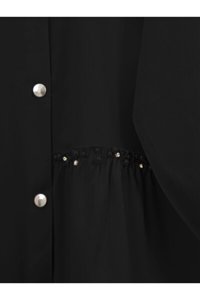 Modamorfo Pearl Detailed Snap Fastener Washable Cotton Gabardine Suit - Black