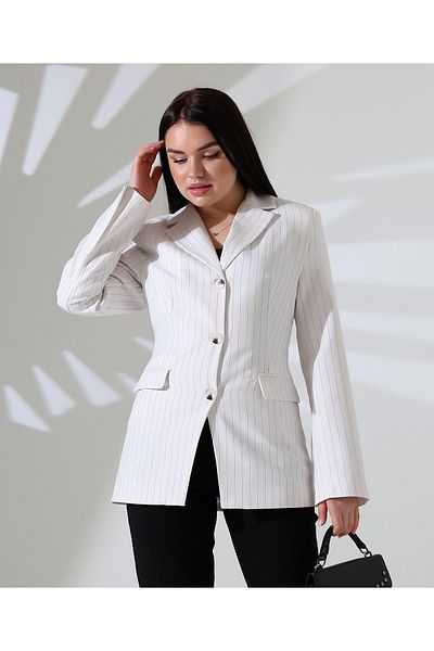 COCOCİX ριγέ σακάκι με στάμπα διπλή τσέπη Blazer jacket