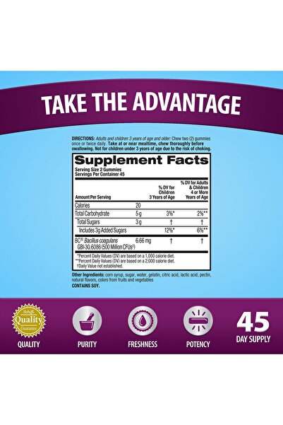 Digestive Advantage Probiotic Gummies for Digestive Health, Bloating & Gut Support, 90ct Superfruit