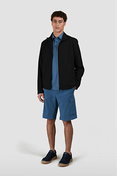 PAUL&SHARK Men's Regular Fit Zippered Stand Collar Long Sleeve Black Jacket 25412000 -011