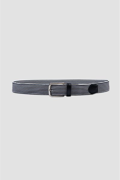 PAUL&SHARK Men's Stripe Striped Metal Buckle Beige - Blue Belt 24416010 -W10