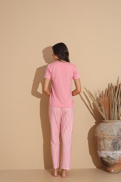 Pemilo Pink Women's 20038 Short Sleeve Pajama Set