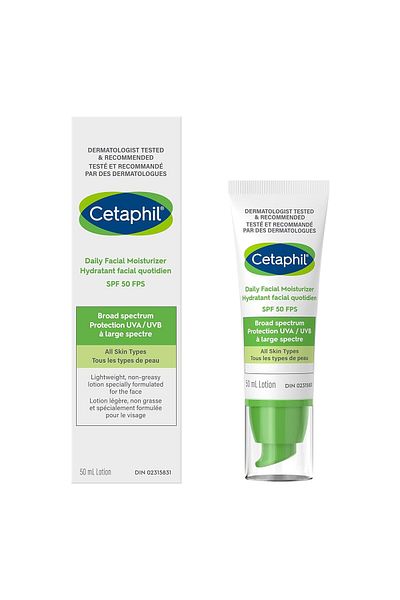 Cetaphil Daily Facial Moisturizer with sunscreen SPF 50+, 1.7 oz