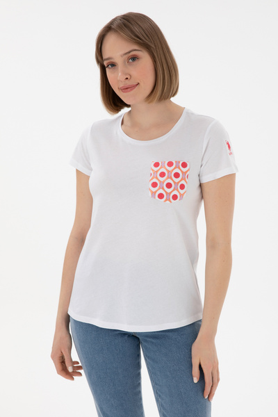 U.S. Polo Assn. Kadın Beyaz Bisiklet Yaka Tişört 50305832-VR013