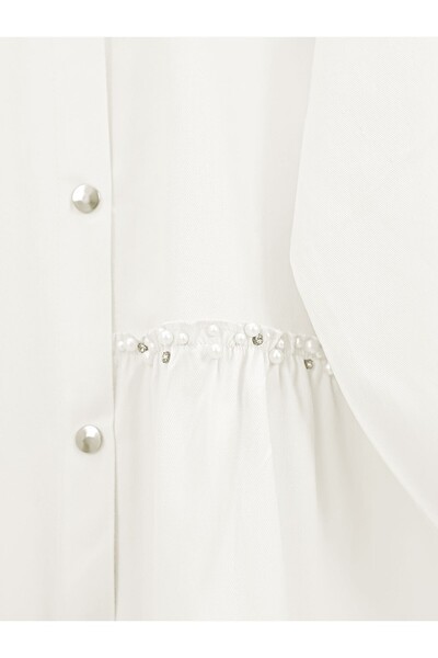 Modamorfo Pearl Detailed Snap Fastener Washable Cotton Gabardine Suit -White