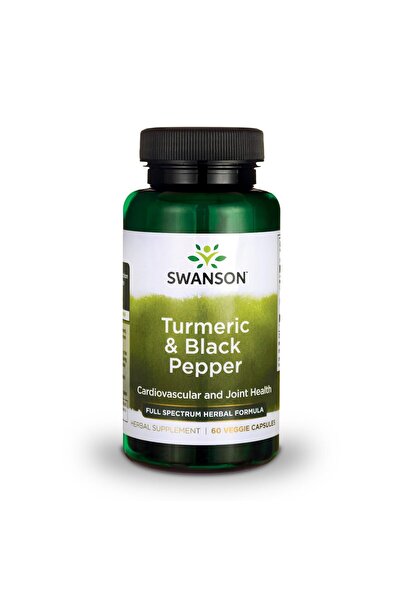SWANSON Organic Turmeric & Black Pepper Supplement - Joint, Heart, Digestion, Liver Support - 60 Capsules